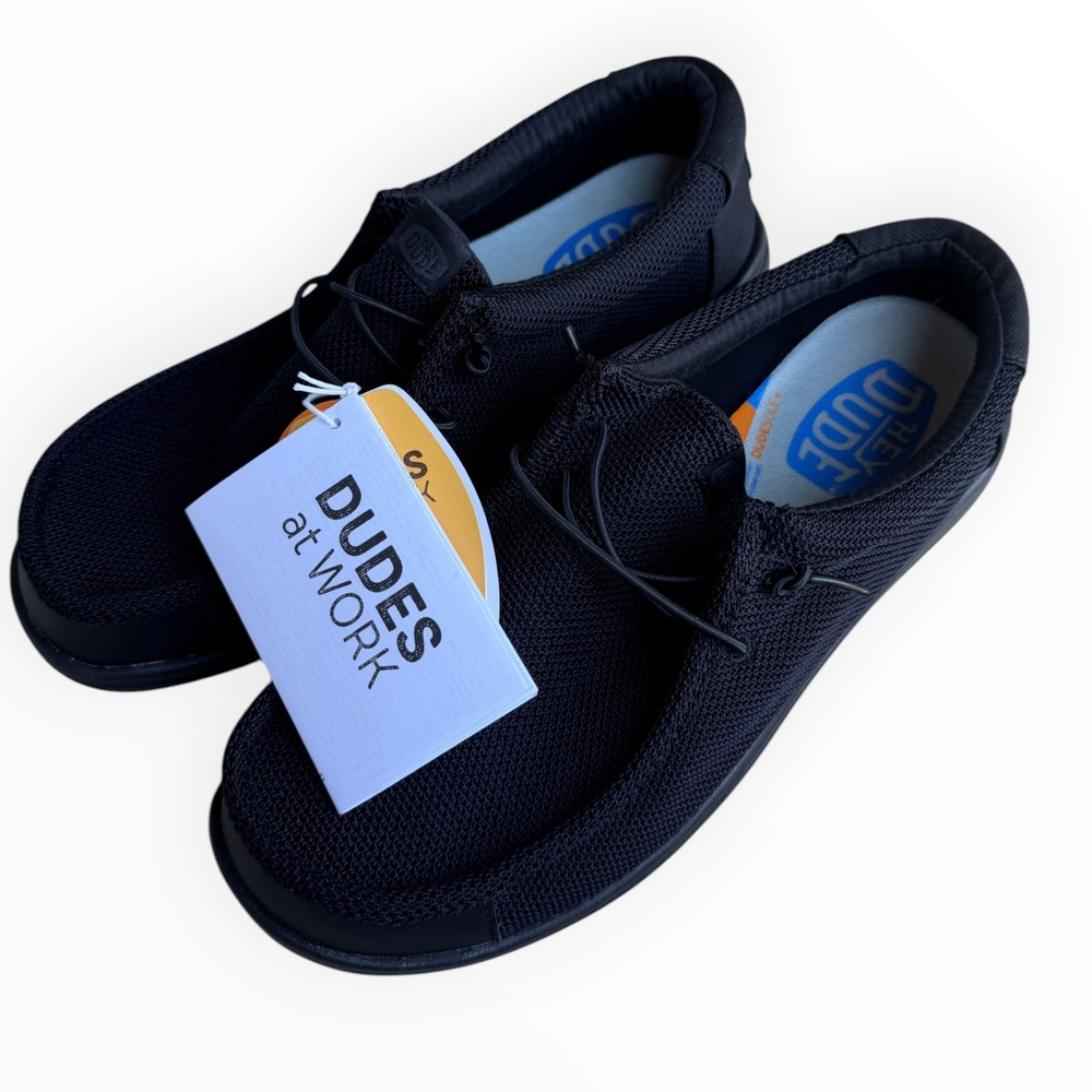 HeyDude Wally Work CE Wide Mens Size 13 Black New Slip Resistant Shoes 43826-001